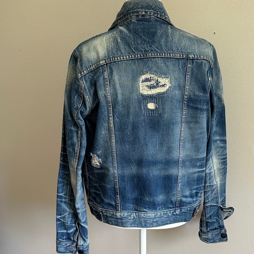 Distressed Blue Denim Jacket - Picture 4 of 6